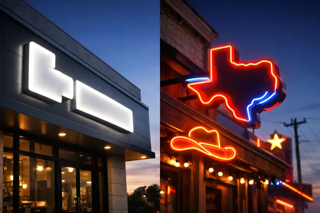 Backlit Signs Versus Neon for Texas Businesses
